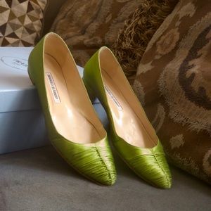 Manolo Blahnik Lime Green Flats Used